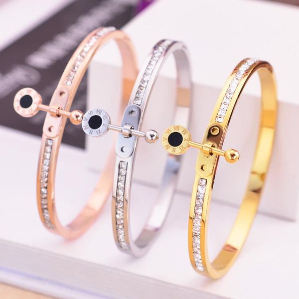 fashion jewelry with zircon roman digital joker titanium steel rose gold bracelet bangle for gift women, Black
fashion jewelry with zircon roman digital joker titanium steel rose gold bracelet bangle for gift women, Black