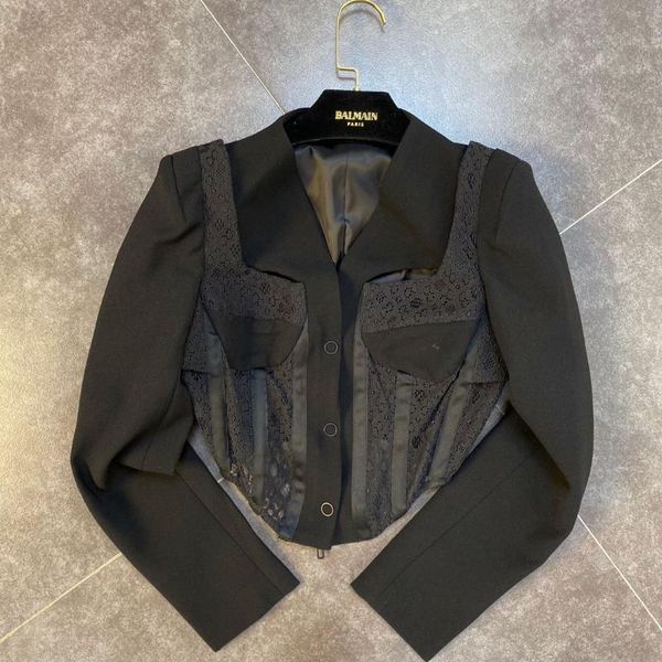 women's jackets 2021 long-sleeved women, waist stitching lace coat fashion women, Black;brown
women's jackets 2021 long-sleeved women, waist stitching lace coat fashion women, Black;brown