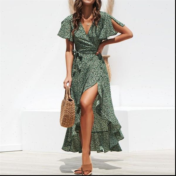 summer beach floral print women dress sukienka boho long maxi ruffles v neck split party, Black;gray
summer beach floral print women dress sukienka boho long maxi ruffles v neck split party, Black;gray
