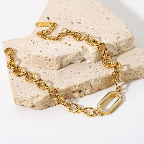 link, chain women's adjustable bracelet geometry u shell link 18k gold stainless steel metal bracelets couples jewelry 2021 fashion, Black
link, chain women's adjustable bracelet geometry u shell link 18k gold stainless steel metal bracelets couples jewelry 2021 fashion, Black