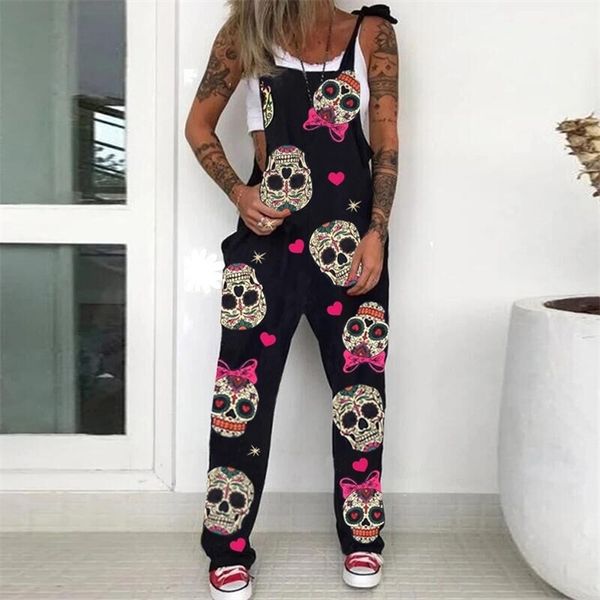 2021 fashion punk skull print jumpsuit summer casual pocket overalls bodysuit women sleeveless strappy loose romper playsuit 3xl, Black;white
2021 fashion punk skull print jumpsuit summer casual pocket overalls bodysuit women sleeveless strappy loose romper playsuit 3xl, Black;white