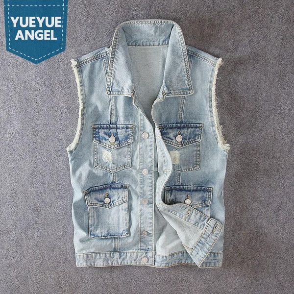 men's vests vintage washed light blue mens cargo vest cowboy denim waistcoat hole tassel pocket sleeveless jacket safari style jean juk, Black;white
men's vests vintage washed light blue mens cargo vest cowboy denim waistcoat hole tassel pocket sleeveless jacket safari style jean juk, Black;white