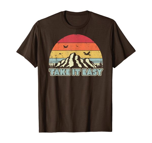 take it easy shirt. retro style outdoors, camping t-shirt, White;black