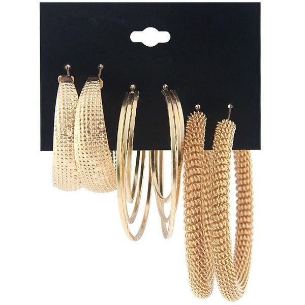 hoop & huggie european and american style exaggerated gold 3 pairs of earrings set, Golden;silver
hoop & huggie european and american style exaggerated gold 3 pairs of earrings set, Golden;silver