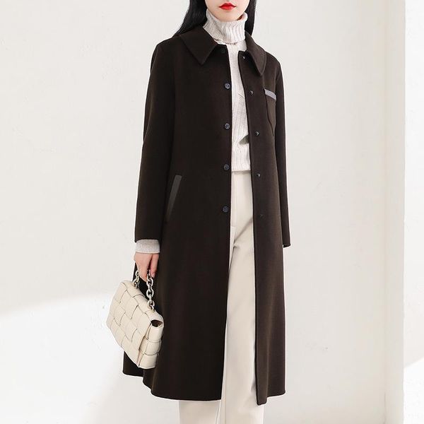women's wool & blends autumn and winter 2021 cashmere coat black medium long woolen fashion simple single breasted button 21-38
women's wool & blends autumn and winter 2021 cashmere coat black medium long woolen fashion simple single breasted button 21-38