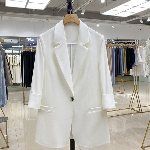 women's suits & blazers superaen 2021 summer white suit coat thin solid casual fashion single button blazer women, White;black
women's suits & blazers superaen 2021 summer white suit coat thin solid casual fashion single button blazer women, White;black