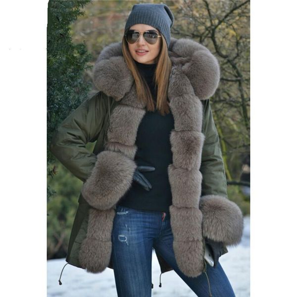 women's fur & faux coat women 75 cm long real winter style parka with thick collar and cuff fashion, Black
women's fur & faux coat women 75 cm long real winter style parka with thick collar and cuff fashion, Black