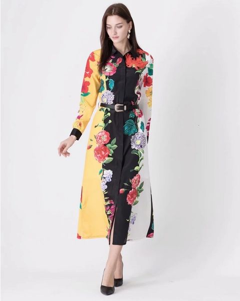 dress 4xl,3xl spring summer women turn-down collar beautiful flower prints belt patchwork long shirt style dress chic, Black;gray
dress 4xl,3xl spring summer women turn-down collar beautiful flower prints belt patchwork long shirt style dress chic, Black;gray