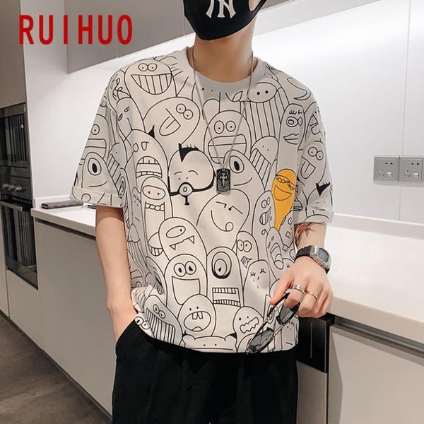 men's t-shirts ruihuo 2021 cartoon half sleeve t shirt men tshirt male summer cotton tee casual fashion m-2xl funny clothing, White;black
men's t-shirts ruihuo 2021 cartoon half sleeve t shirt men tshirt male summer cotton tee casual fashion m-2xl funny clothing, White;black