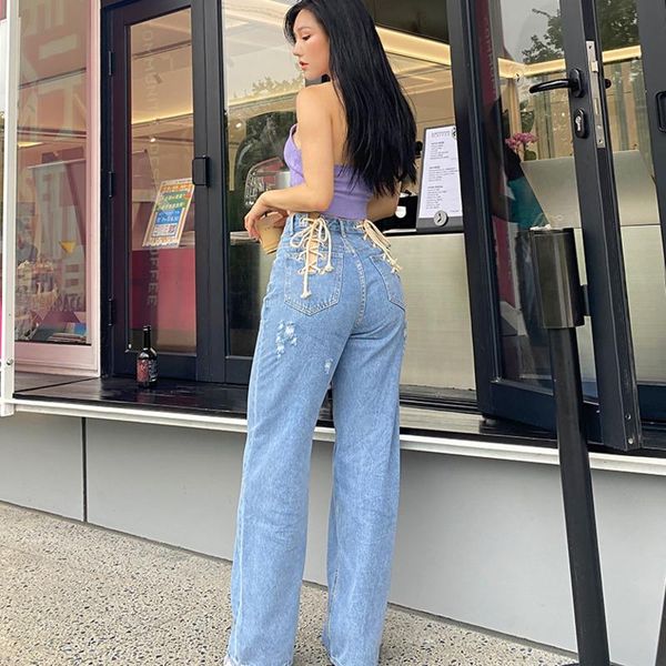 europe high-waisted hollow-tied wide loose straight-leg casual jeans trousers denim leg pants qvq1 women's, Blue
europe high-waisted hollow-tied wide loose straight-leg casual jeans trousers denim leg pants qvq1 women's, Blue