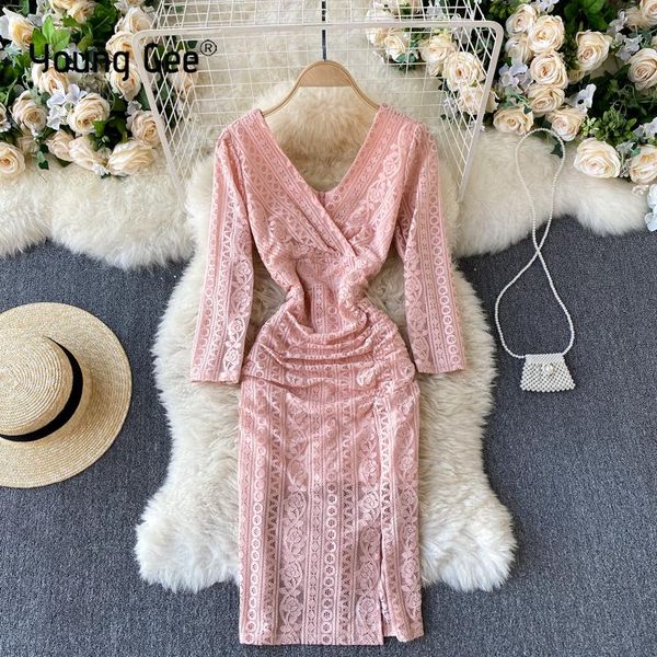 young gee women lace pink dress v neck elegant office lady bodycon modest classy three quarter vestidos summer fashion dresses casual, Black;gray
young gee women lace pink dress v neck elegant office lady bodycon modest classy three quarter vestidos summer fashion dresses casual, Black;gray