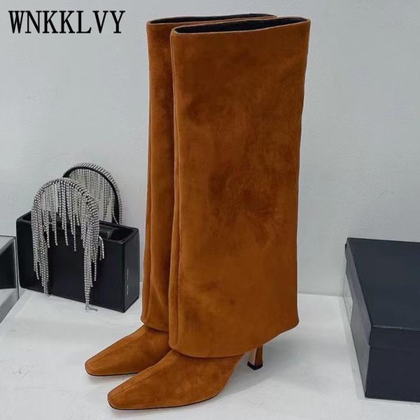 boots 2021 autumn winter pointed toe stiletto high heel knee long tube women all match suede mid calf for female, Black 
boots 2021 autumn winter pointed toe stiletto high heel knee long tube women all match suede mid calf for female, Black