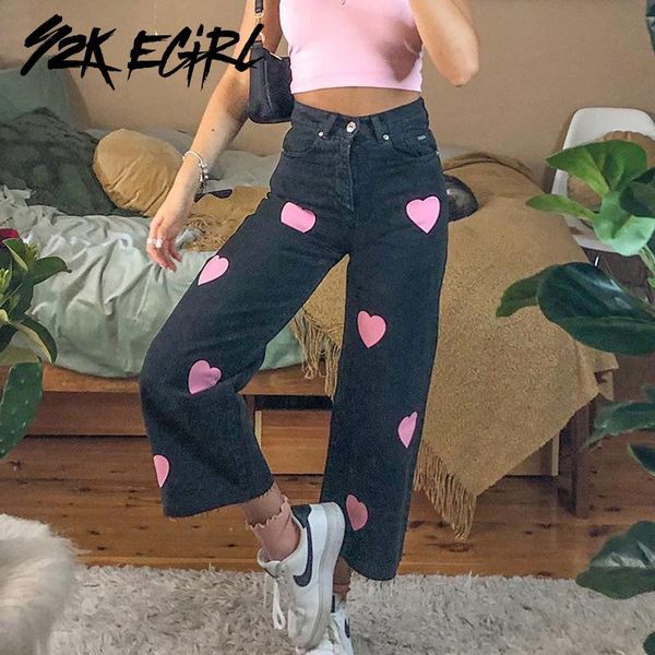 vintage heart printing high waist black jeans sweet loosed demin wide leg long pants streetwear 90s autumn trousers women's, Blue
vintage heart printing high waist black jeans sweet loosed demin wide leg long pants streetwear 90s autumn trousers women's, Blue