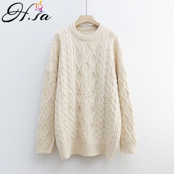 h.sa women long loose oversized jumpers casual knit twisted pullovers candy color female pullover sweaters winter 210417, White;black
h.sa women long loose oversized jumpers casual knit twisted pullovers candy color female pullover sweaters winter 210417, White;black