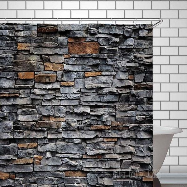 shower curtains stone brick wall curtain waterproof polyester