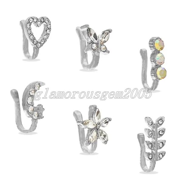 6-piece set nasal splint ring alloy with diamond love butterfly moon leaves modeling nose studs punk fashion body jewelry, Silver
6-piece set nasal splint ring alloy with diamond love butterfly moon leaves modeling nose studs punk fashion body jewelry, Silver