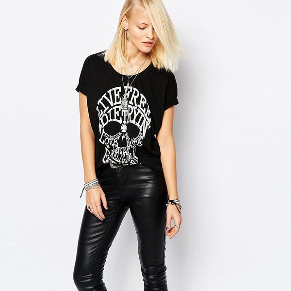 summer rock punk streetwear women t shirts skull printed short sleeve cotton loose black harajuku brand tee femme, White
summer rock punk streetwear women t shirts skull printed short sleeve cotton loose black harajuku brand tee femme, White