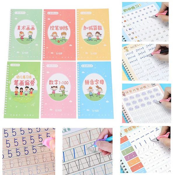 reusable children 3d copybook for calligraphy numbers 0-10 handwriting books learning math writing practice book kids toys notepads, Purple;pink
reusable children 3d copybook for calligraphy numbers 0-10 handwriting books learning math writing practice book kids toys notepads, Purple;pink