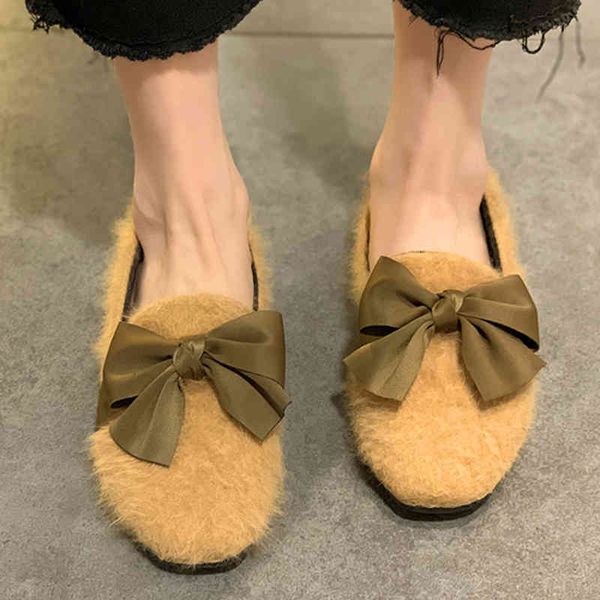 dress shoes butterfly-knot fur moccasins women ballerina square toe loafers winter cotton for espadrilles comfy warm furry flats gwb6, Black 
dress shoes butterfly-knot fur moccasins women ballerina square toe loafers winter cotton for espadrilles comfy warm furry flats gwb6, Black