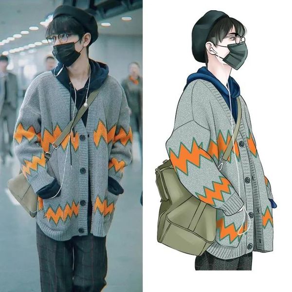 men's sweaters xian zhan style korean clothes loose single breasted mens cardigan autumn knitted sweater men women unisex, White;black
men's sweaters xian zhan style korean clothes loose single breasted mens cardigan autumn knitted sweater men women unisex, White;black