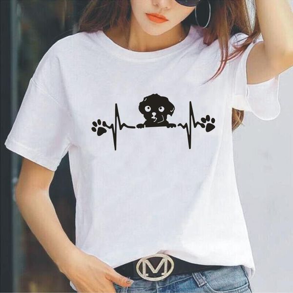 women tshirt summer short sleeve t shirt girls ladies heartbeat tee femme cute maltese dog print casual women's t-shirt, White
women tshirt summer short sleeve t shirt girls ladies heartbeat tee femme cute maltese dog print casual women's t-shirt, White