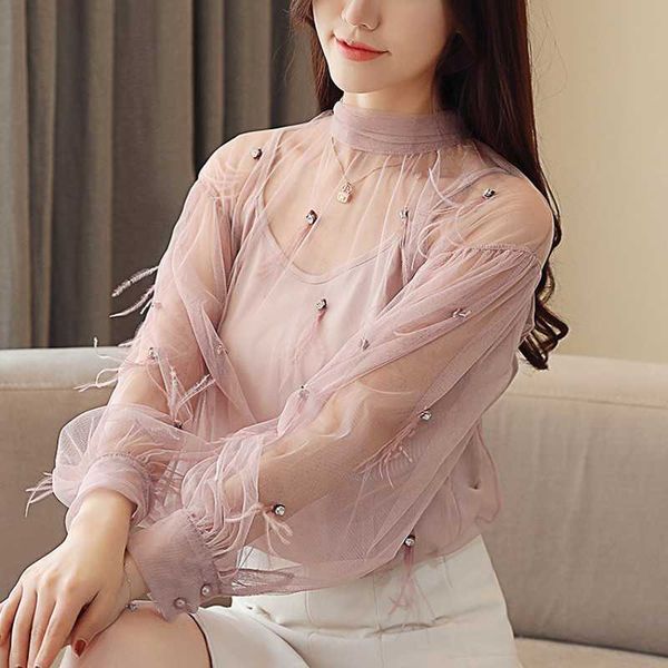 2pcs woman chiffon beading blouses shirt fairy long-sleeved beaded transparent lantern sleeve lace pearls gauze 210601, White
2pcs woman chiffon beading blouses shirt fairy long-sleeved beaded transparent lantern sleeve lace pearls gauze 210601, White
