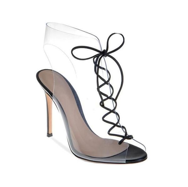 transparent lady's lace-on shoes super high heel and fine made of pvc fiber with fish-tip in spring sandals, Black
transparent lady's lace-on shoes super high heel and fine made of pvc fiber with fish-tip in spring sandals, Black