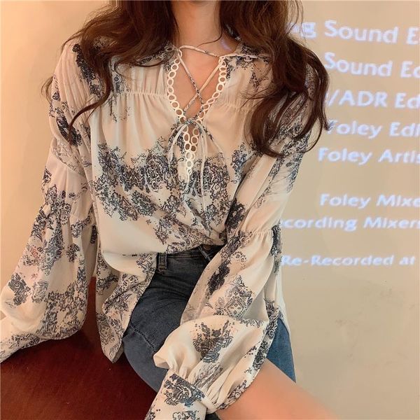 women's blouses & shirts romantic retro shirt print long-sleeved small stand-up collar lace ladies loose elegant temperament blouse, White
women's blouses & shirts romantic retro shirt print long-sleeved small stand-up collar lace ladies loose elegant temperament blouse, White