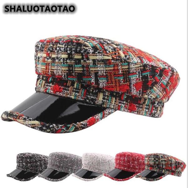 berets shaluotaotao women's knitting plaid military hats elegant fashion colorful flat cap snapback winter brands hat gorra hombre, Blue;gray
berets shaluotaotao women's knitting plaid military hats elegant fashion colorful flat cap snapback winter brands hat gorra hombre, Blue;gray