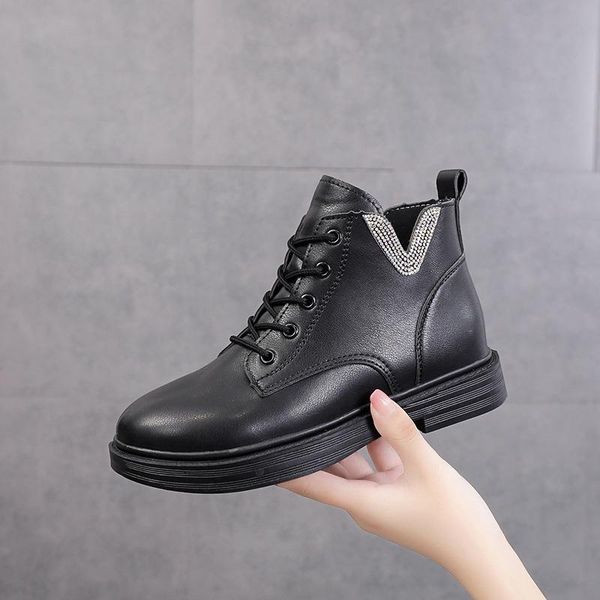 boots 2021 autumn british style pu leather plus size lace up low heels crystal ankle for women shoes woman, Black
boots 2021 autumn british style pu leather plus size lace up low heels crystal ankle for women shoes woman, Black