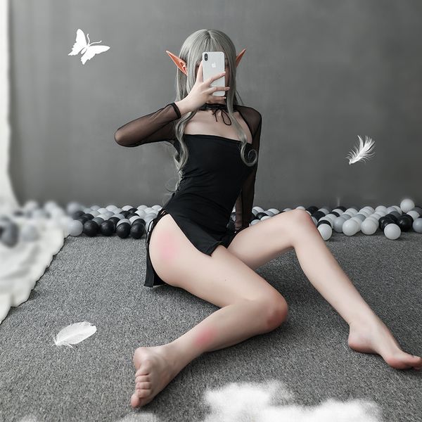 women's underwear slit cheongsam uniform hollow lace up dew dew retro nightdress, Black;white
women's underwear slit cheongsam uniform hollow lace up dew dew retro nightdress, Black;white