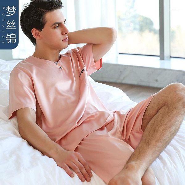 men's sleepwear dream silk brocade pajamas male xia bing korean short-sleeved shorts pullover round neck fashion imitation, Black;brown
men's sleepwear dream silk brocade pajamas male xia bing korean short-sleeved shorts pullover round neck fashion imitation, Black;brown