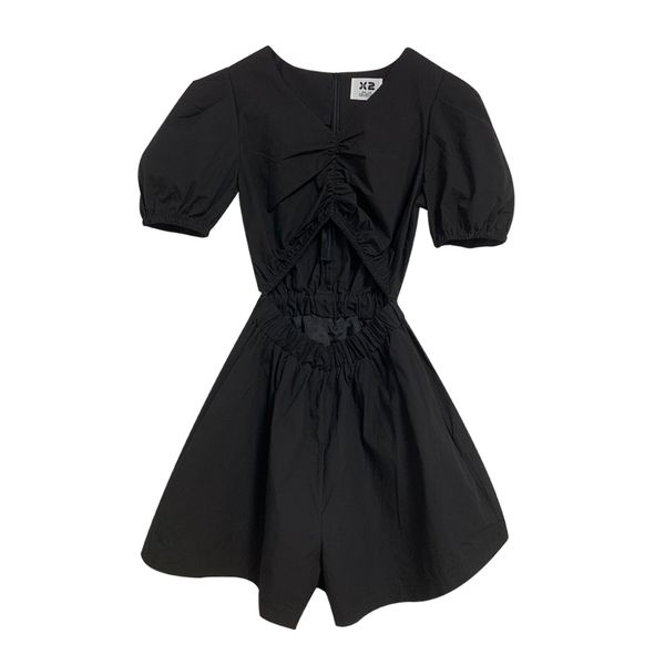 solid pocket black white v neck short sleeve puff rompers summer hollow out j0132 210514
solid pocket black white v neck short sleeve puff rompers summer hollow out j0132 210514
