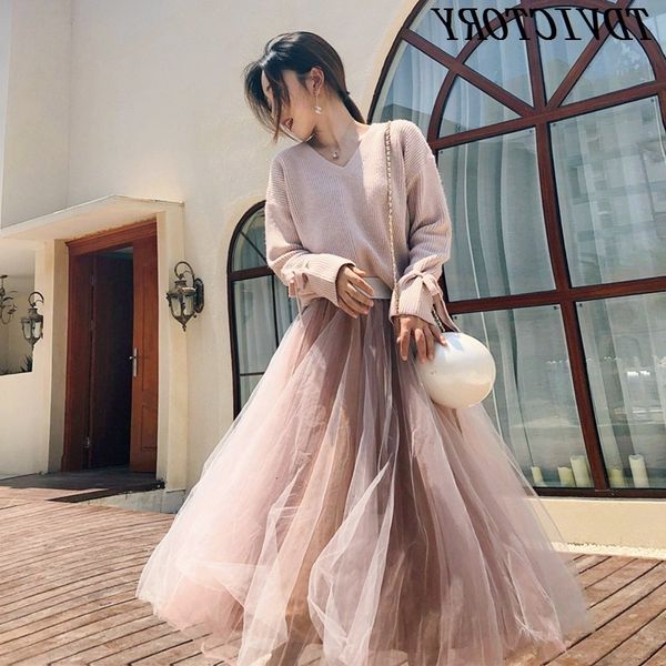 two piece dress loose knit sweater with long sleeve v-cleavage, autumn , feminine, skirt of gauze elastic waistband, two parts, ekwe, White
two piece dress loose knit sweater with long sleeve v-cleavage, autumn , feminine, skirt of gauze elastic waistband, two parts, ekwe, White
