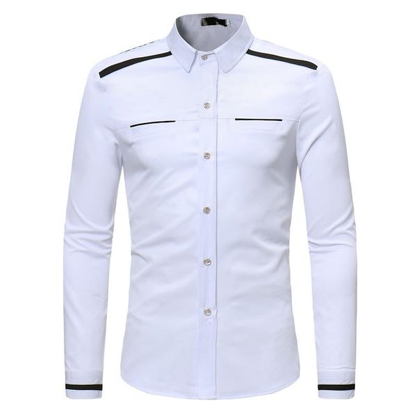 white hit color long sleeve dress shirt men 2021 brand slim fit button up mens casual formal social shirts camisas men's, White;black
white hit color long sleeve dress shirt men 2021 brand slim fit button up mens casual formal social shirts camisas men's, White;black