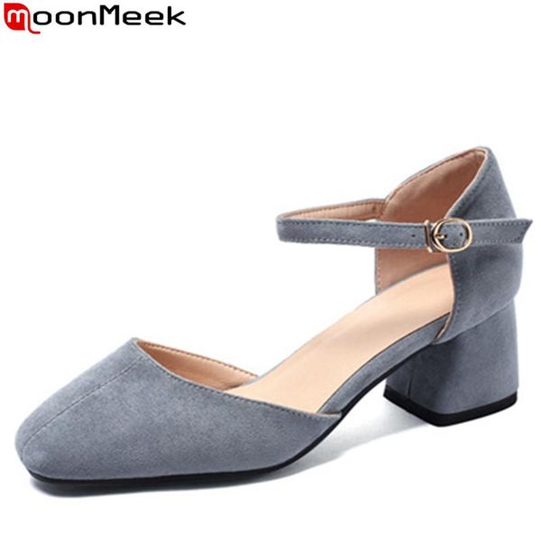 dress shoes moonmeek 2021 summer square toe buckle flock high heels women two piece ladies casual prom, Black 
dress shoes moonmeek 2021 summer square toe buckle flock high heels women two piece ladies casual prom, Black