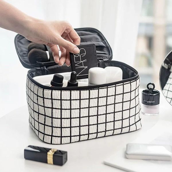 plaid makeup bag waterproof cosmetic organizer travel make up case pu leather women beauty box portable toiletry wash bags & cases
plaid makeup bag waterproof cosmetic organizer travel make up case pu leather women beauty box portable toiletry wash bags & cases