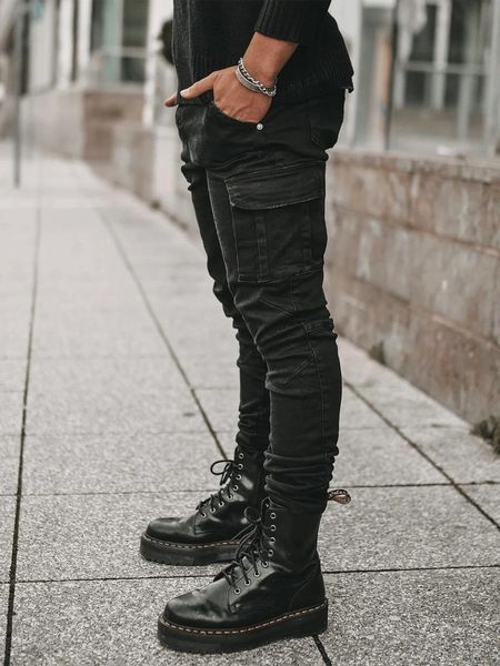 jeans men pants casual cotton denim trousers multi pocket cargo fashion pencil side pockets men's, Blue
jeans men pants casual cotton denim trousers multi pocket cargo fashion pencil side pockets men's, Blue