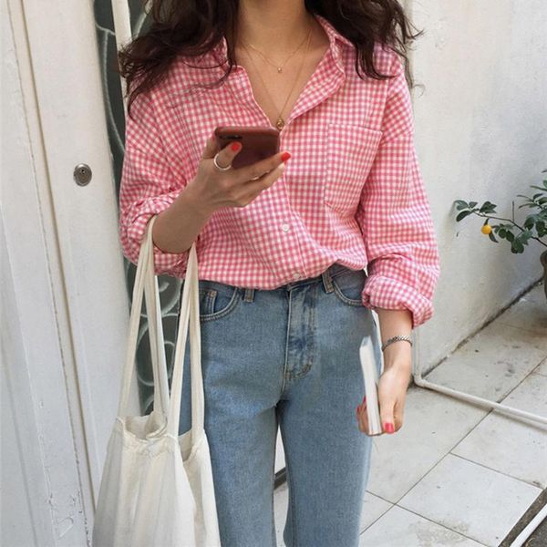 women's blouses & shirts casual plaid blouse women batwing long sleeve loose shirt female pocket pink color office wear ladies spring, White
women's blouses & shirts casual plaid blouse women batwing long sleeve loose shirt female pocket pink color office wear ladies spring, White