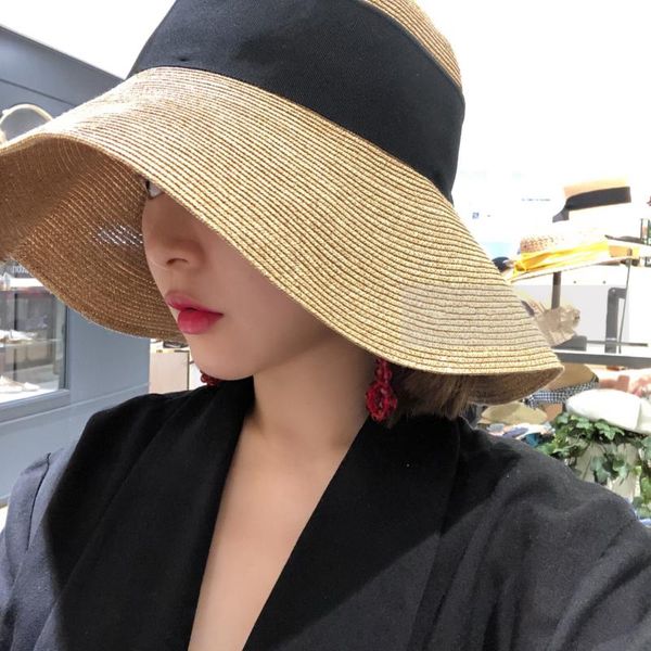 women's straw hats panama caps beach summer uv protection super wide brim floppy ladies bow hat, Blue;gray
women's straw hats panama caps beach summer uv protection super wide brim floppy ladies bow hat, Blue;gray