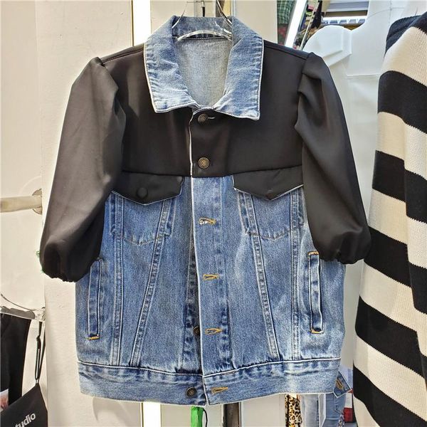 women's jackets 2021 retro denim jacket stitching black jeans short sleeve coat female autumn coats outwear, Black;brown
women's jackets 2021 retro denim jacket stitching black jeans short sleeve coat female autumn coats outwear, Black;brown
