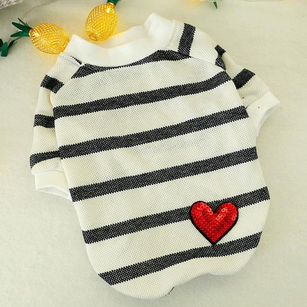 dog apparel pet vests for fat autumn and winter black white stripe design clothes with love heart decor t-shirt
dog apparel pet vests for fat autumn and winter black white stripe design clothes with love heart decor t-shirt