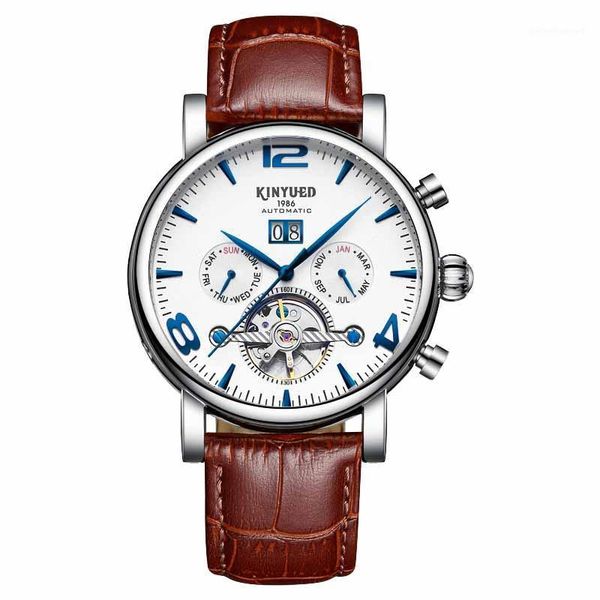 men automatic mechanical kinyued classic skeleton watches mens wrist waterproof resistant male clock relogio masculino wristwatches, Slivery;brown
men automatic mechanical kinyued classic skeleton watches mens wrist waterproof resistant male clock relogio masculino wristwatches, Slivery;brown