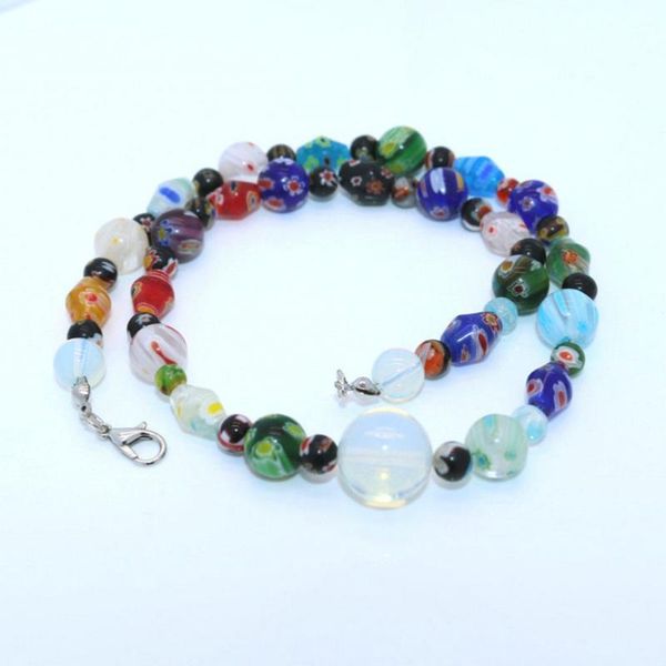 pendant necklaces murano glass beads necklace fashion diy delicate opal jewelry for girls, Silver
pendant necklaces murano glass beads necklace fashion diy delicate opal jewelry for girls, Silver