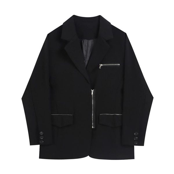 women's suits & blazers autumn winter 2021 women blazer design sense black zipper casual suit long sleeve loose fit jacket fashion tide, White;black
women's suits & blazers autumn winter 2021 women blazer design sense black zipper casual suit long sleeve loose fit jacket fashion tide, White;black