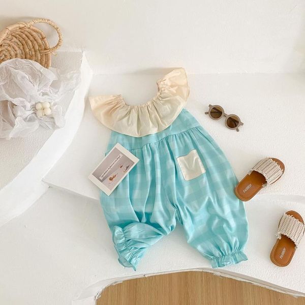 jumpsuits kids overalls summer sleeveless girl cotton casual off-the-shoulder plaid fashion loose pant children ruffle collar jumpsuit, Blue
jumpsuits kids overalls summer sleeveless girl cotton casual off-the-shoulder plaid fashion loose pant children ruffle collar jumpsuit, Blue