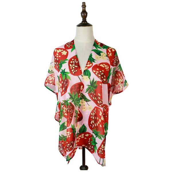chiffon blusas tunic diy cover ups shirts mujer de moda femininas strawberry print opened beach wear women's blouses &, White
chiffon blusas tunic diy cover ups shirts mujer de moda femininas strawberry print opened beach wear women's blouses &, White