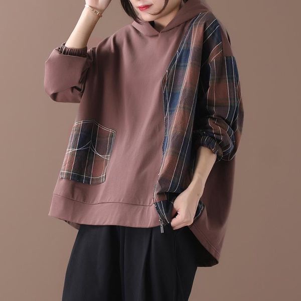 women's hoodies & sweatshirts autumn 2021 korean style loose literary hoodie plaid stitching long-sleeved plus size clothing, Black
women's hoodies & sweatshirts autumn 2021 korean style loose literary hoodie plaid stitching long-sleeved plus size clothing, Black