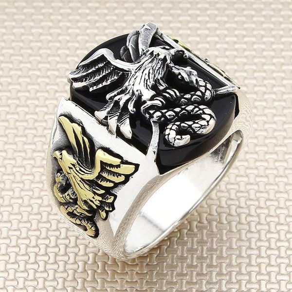 cluster rings rectangle black onyx stone men silver ring with animal eagle snake motif made in turkey solid 925 sterling, Golden;silver
cluster rings rectangle black onyx stone men silver ring with animal eagle snake motif made in turkey solid 925 sterling, Golden;silver