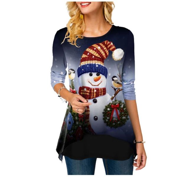women's t-shirt year 2021 woman christmas t shirt long sleeve women snowman print shirts casual irregular loose fashion ladies street, White
women's t-shirt year 2021 woman christmas t shirt long sleeve women snowman print shirts casual irregular loose fashion ladies street, White